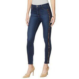 SkinnyGirl Jeans 31 12 Broadway High Rise‎ Cheetah Velvet Side Stripe Skinny